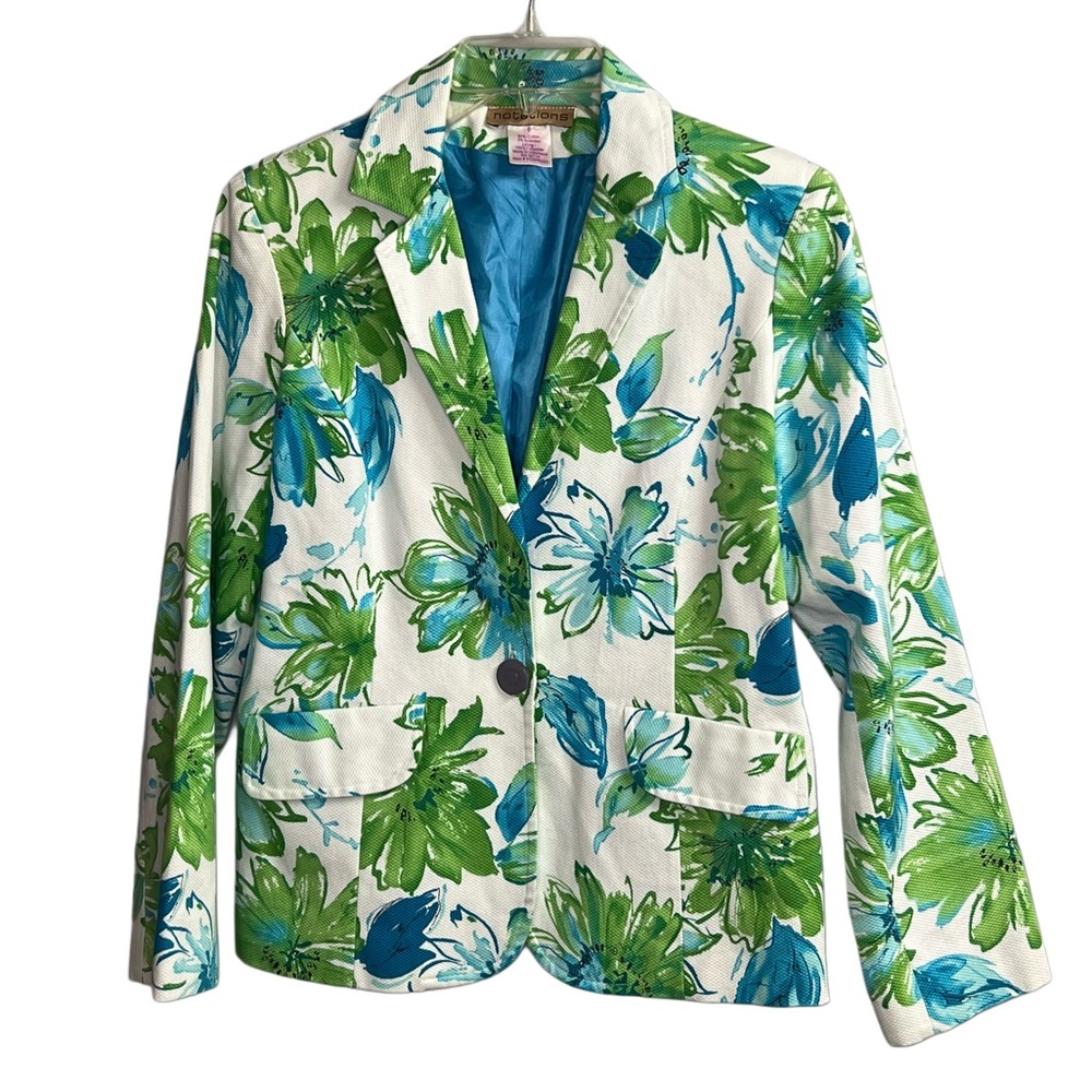 Floral Green and Blue Blazer Size 6